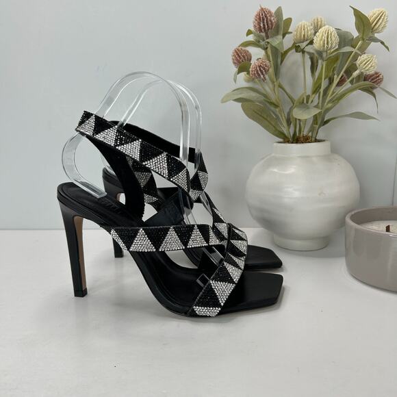 Schutz Jodie Shine Strappy Sandal Hematite Crystal Women's US 6.5B NWOB - Picture 2 of 9